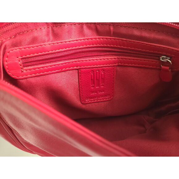 Statement Red Leather Crossbody Purse Bag Tassel Zipper Pouch Adjustable Strap - Picture 4 of 9